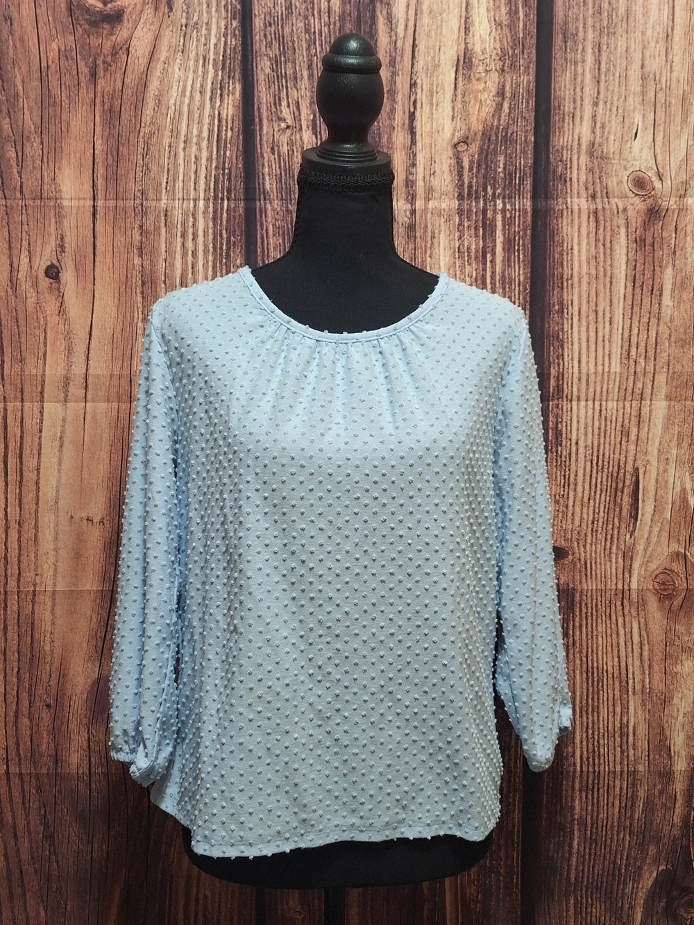 J. Crew Light Blue Swiss Dot Peasant Blouse Womens Size S